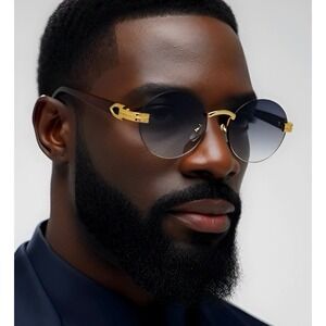 Rimless Sunglasses Men‎ Gradient Black Lens Sophisticated Classic Hip Hop Shades
